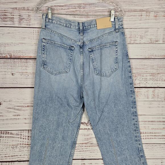 Trave Jeans 30 Harper Crop Straight High Rise Raw Hem Button Fly Grunge Denim - Picture 2 of 12
